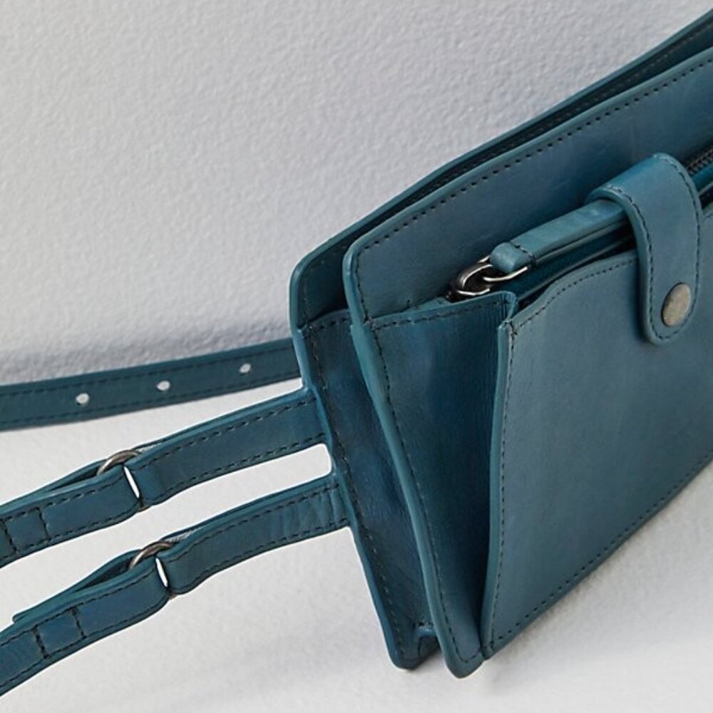 Free People Alley Leather Wallet in Lagoon NWOT - Picture 2 of 15